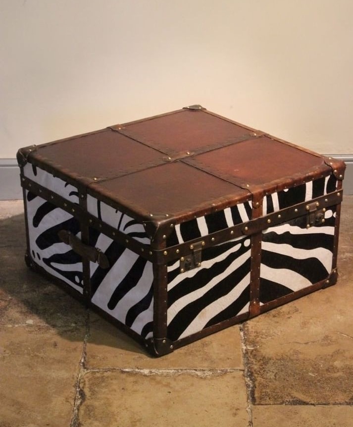 Zebra leather trunk